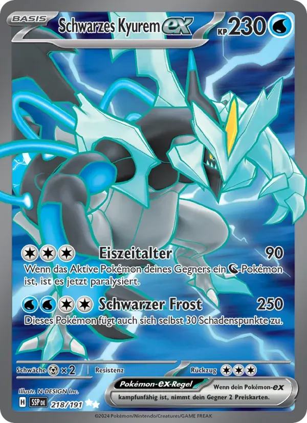 Schwarzes Kyurem-ex — Stürmische Funken 218 German Pokémon card