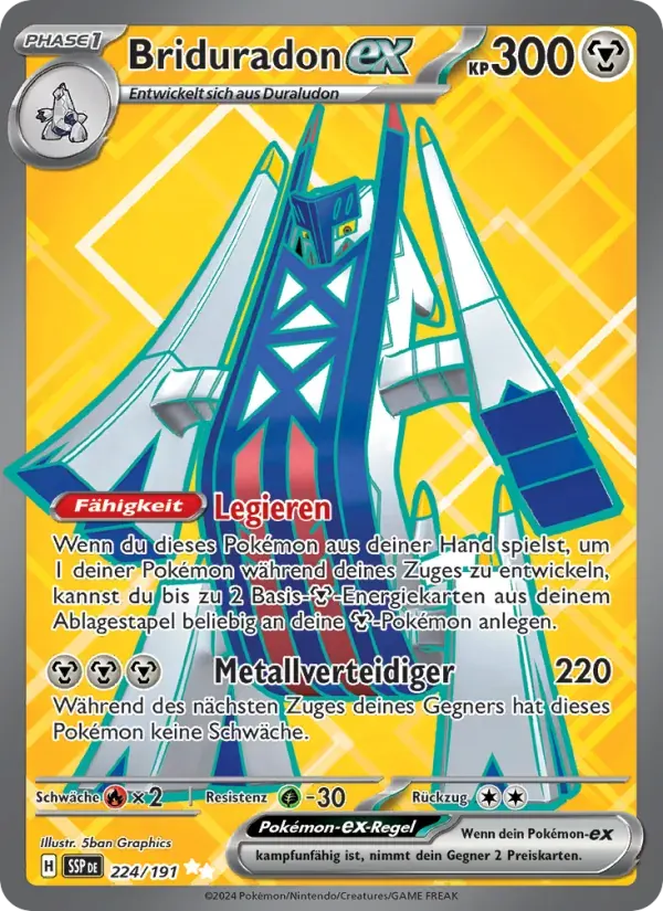 Briduradon-ex — Stürmische Funken 224 German Pokémon card