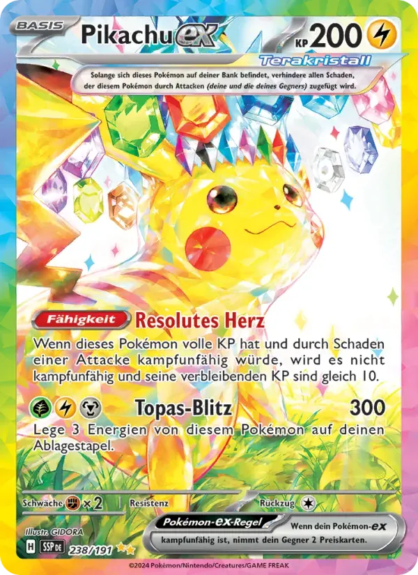 Pikachu-ex — Stürmische Funken 238 German Pokémon card