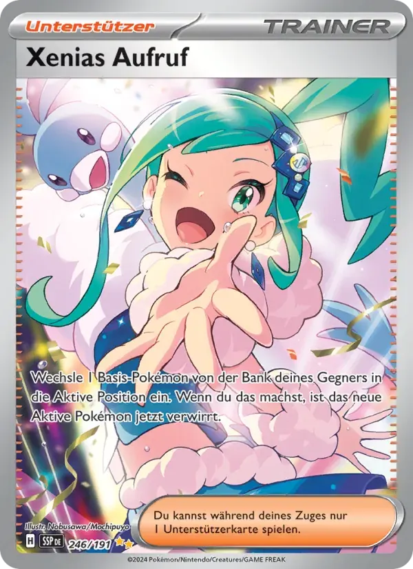 Xenias Aufruf — Stürmische Funken 246 German Pokémon card
