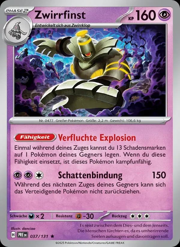 Zwirrfinst — Prismatische Entwicklungen 37 German Pokémon card