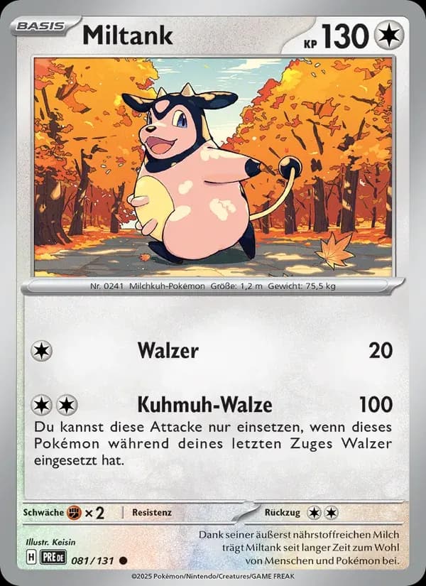 Miltank — Prismatische Entwicklungen 81 German Pokémon card