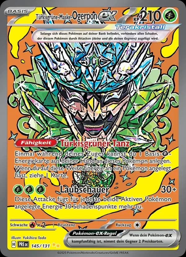 Türkisgrüne-Maske-Ogerpon-ex — Prismatische Entwicklungen 145 German Pokémon card
