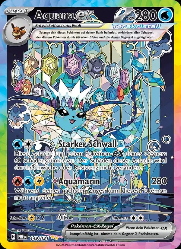 Aquana-ex — Prismatische Entwicklungen 149 German Pokémon card