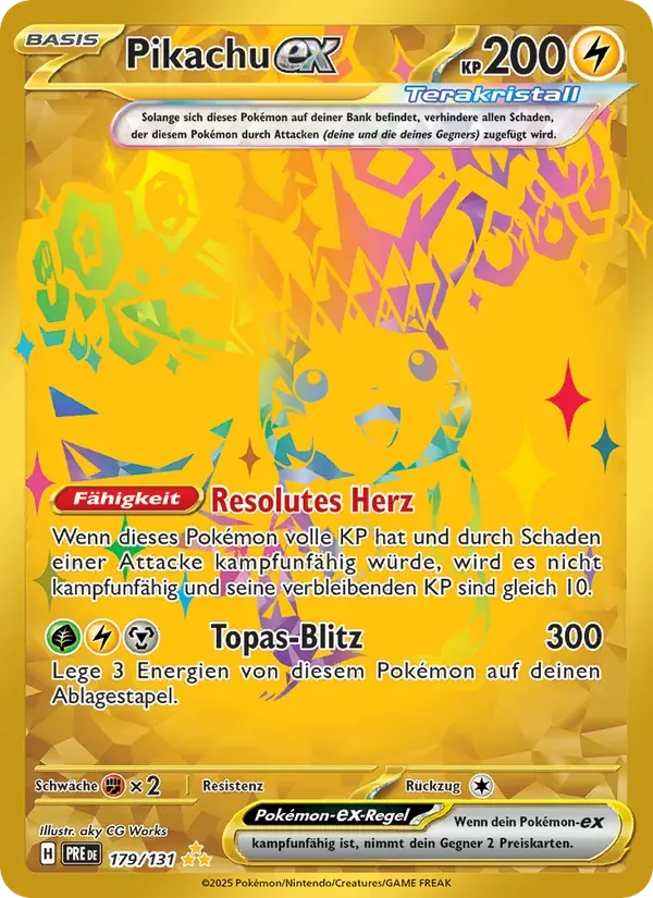 Pikachu-ex — Prismatische Entwicklungen 179 German Pokémon card