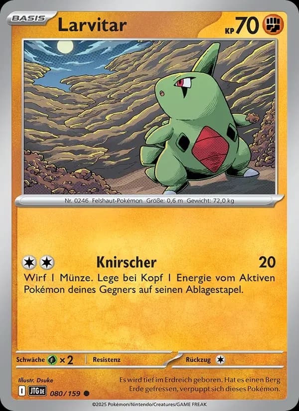 Larvitar — Reisegefährten 80 German Pokémon card