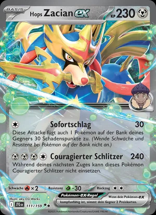 Hops Zacian-ex — Reisegefährten 111 German Pokémon card