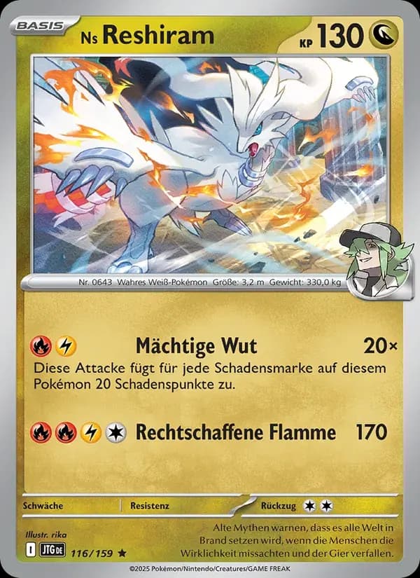 Ns Reshiram — Reisegefährten 116 German Pokémon card