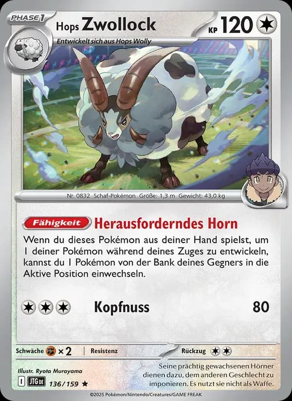 Hops Zwollock — Reisegefährten 136 German Pokémon card