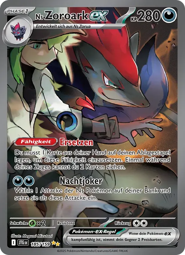 Ns Zoroark-ex — Reisegefährten 185 German Pokémon card