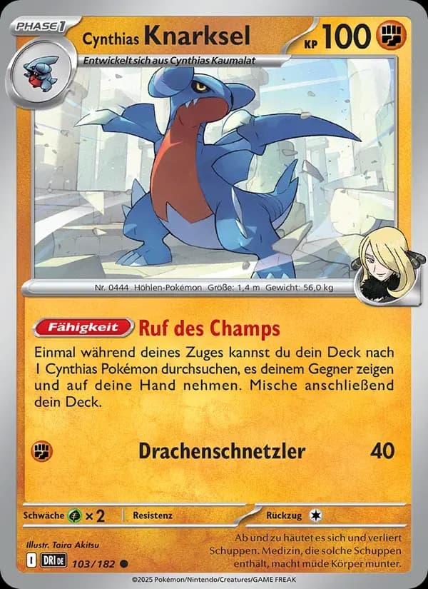 Cynthias Knarksel — Ewige Rivalen 103 German Pokémon card