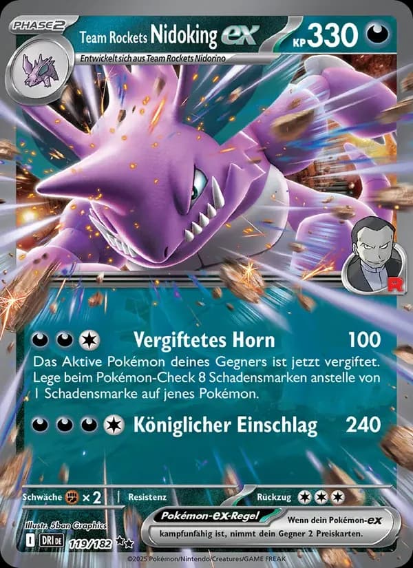 Team Rockets Nidoking-ex — Ewige Rivalen 119 German Pokémon card