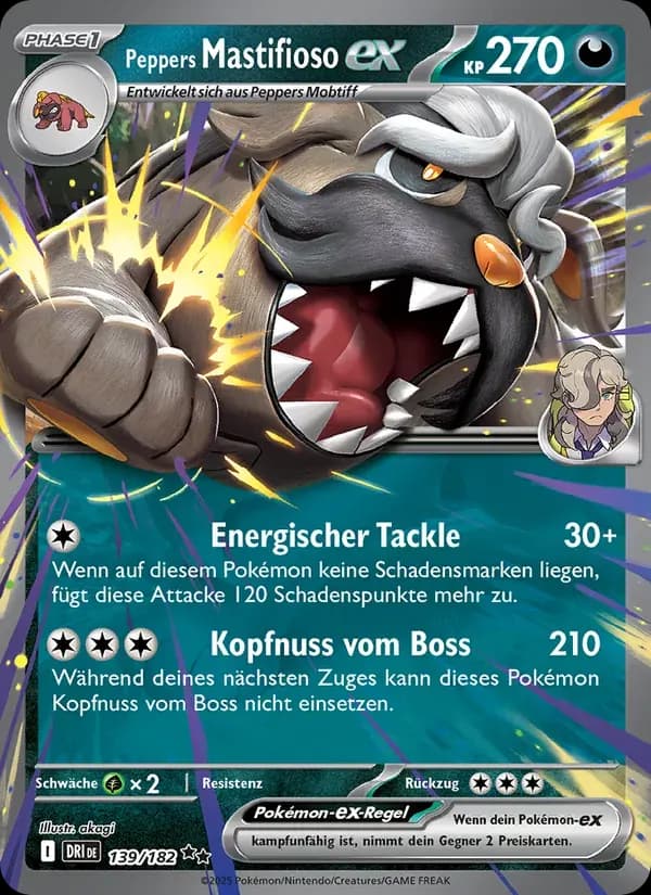 Peppers Mastifioso-ex — Ewige Rivalen 139 German Pokémon card
