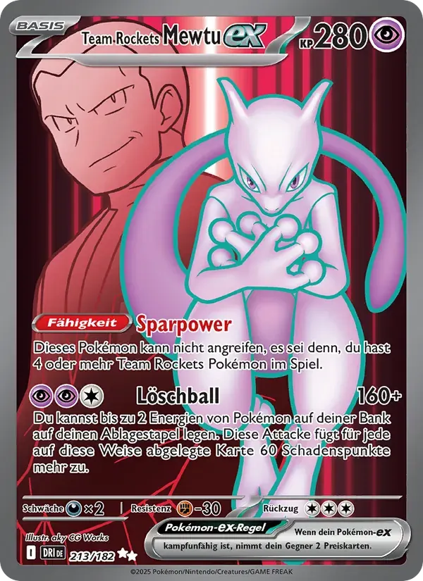 Team Rockets Mewtu-ex — Ewige Rivalen 213 German Pokémon card
