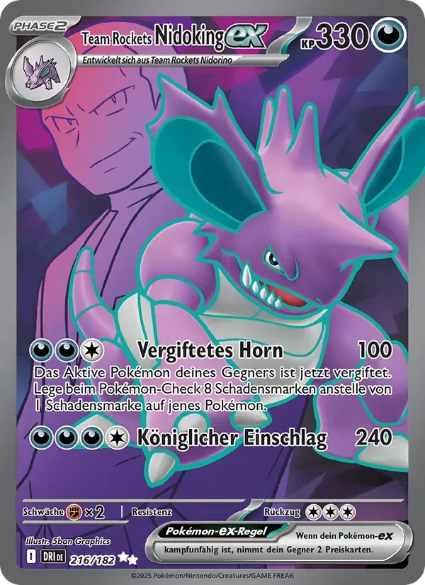 Team Rockets Nidoking-ex — Ewige Rivalen 216 German Pokémon card