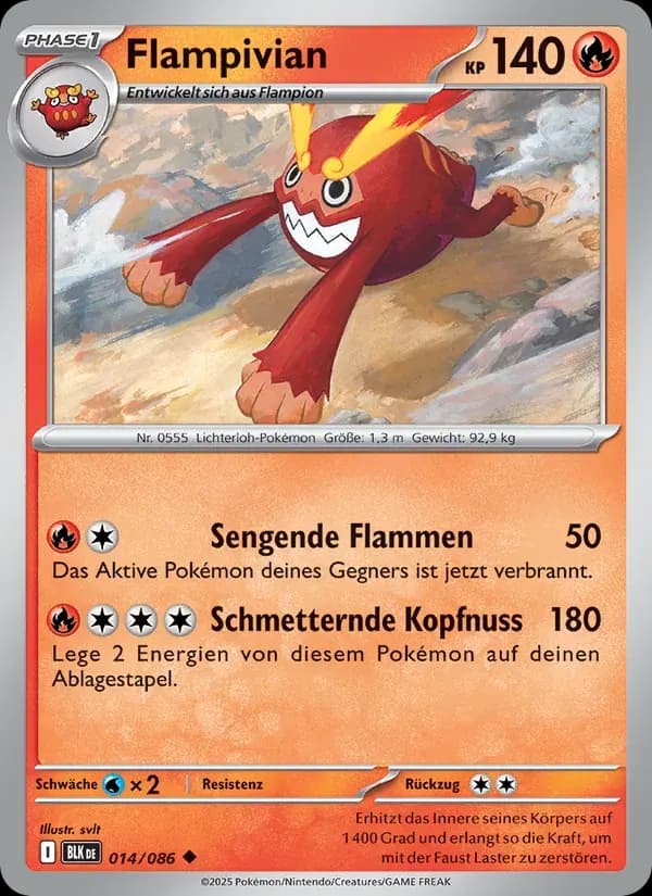 Flampivian — Schwarze Blitze 14 German Pokémon card