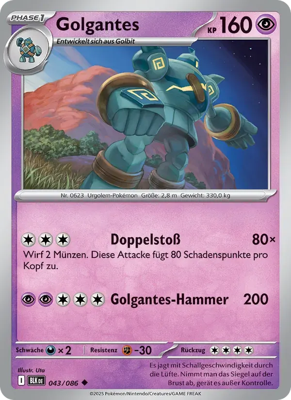 Golgantes — Schwarze Blitze 43 German Pokémon card