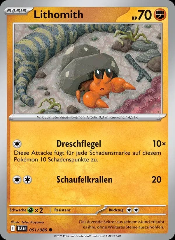 Lithomith — Schwarze Blitze 51 German Pokémon card