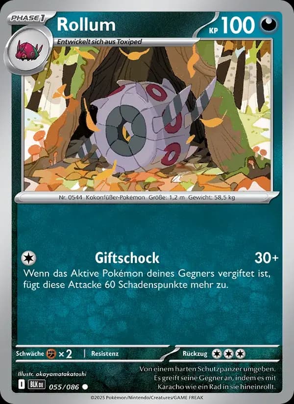 Rollum — Schwarze Blitze 55 German Pokémon card