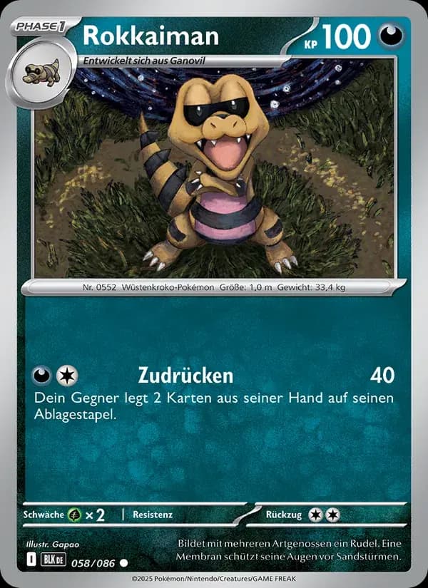 Rokkaiman — Schwarze Blitze 58 German Pokémon card