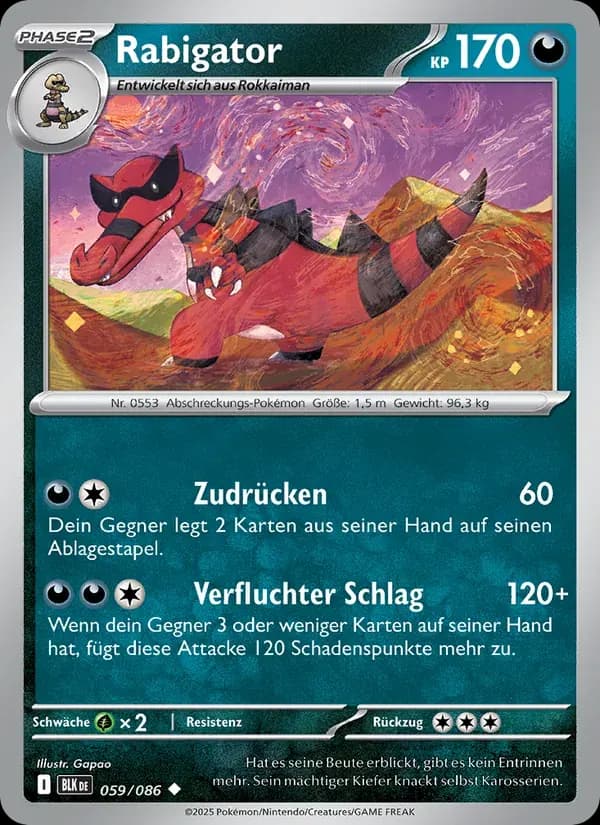 Rabigator — Schwarze Blitze 59 German Pokémon card