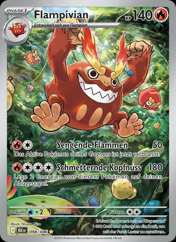 Flampivian — Schwarze Blitze 98 German Pokémon card