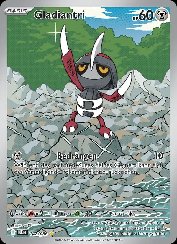 Gladiantri — Schwarze Blitze 142 German Pokémon card
