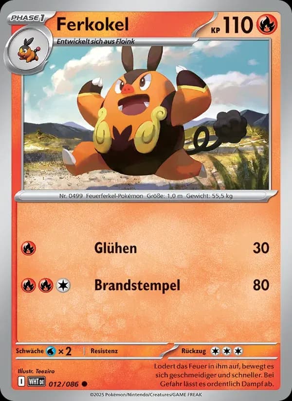 Ferkokel — Weiße Flammen 12 German Pokémon card