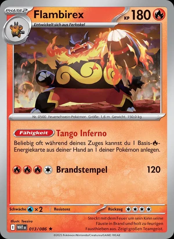 Flambirex — Weiße Flammen 13 German Pokémon card