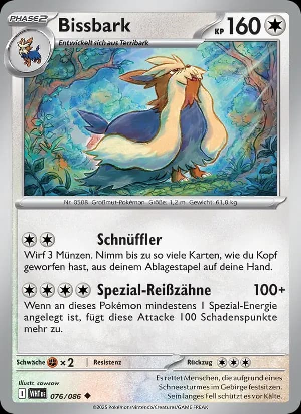 Bissbark — Weiße Flammen 76 German Pokémon card