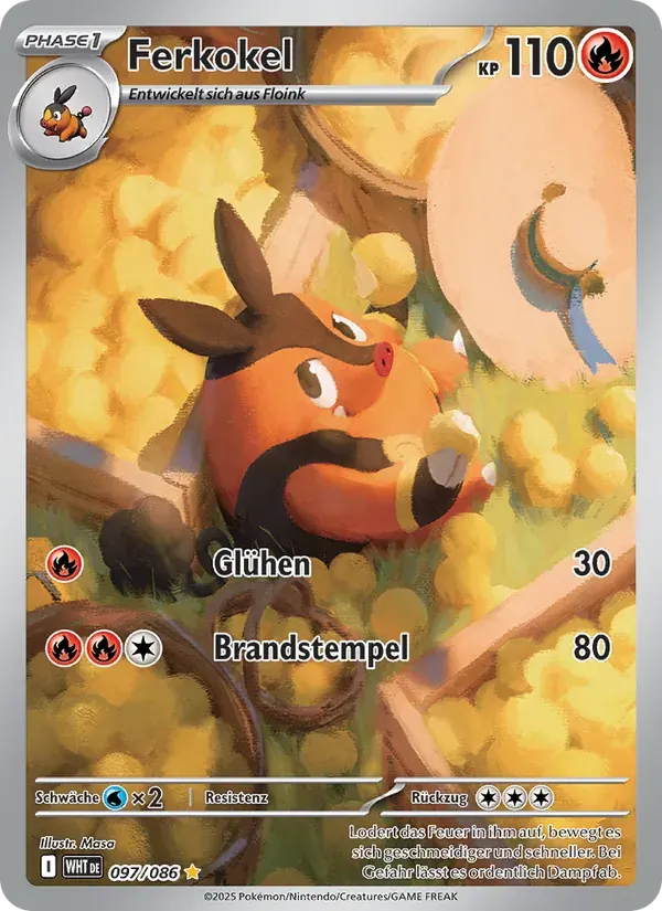 Ferkokel — Weiße Flammen 97 German Pokémon card