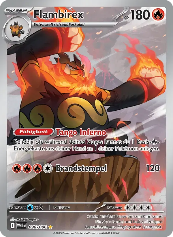 Flambirex — Weiße Flammen 98 German Pokémon card