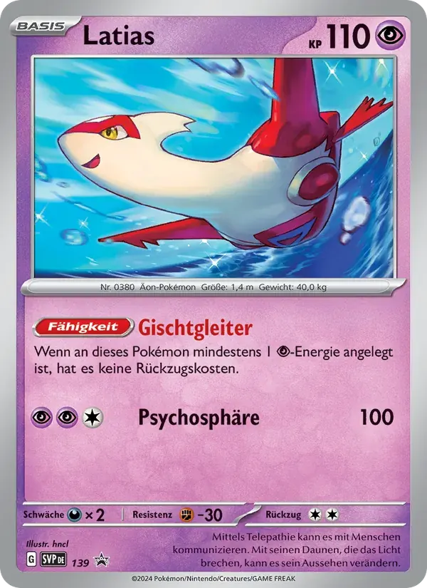 Latias — SVP Black Star Promos 139 German Pokémon card