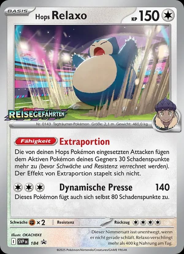 Hops Relaxo — SVP Black Star Promos 184 German Pokémon card