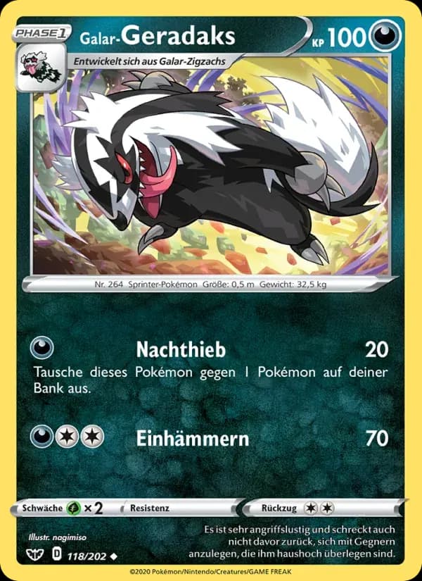 Galar-Geradaks — Schwert & Schild 118 German Pokémon card