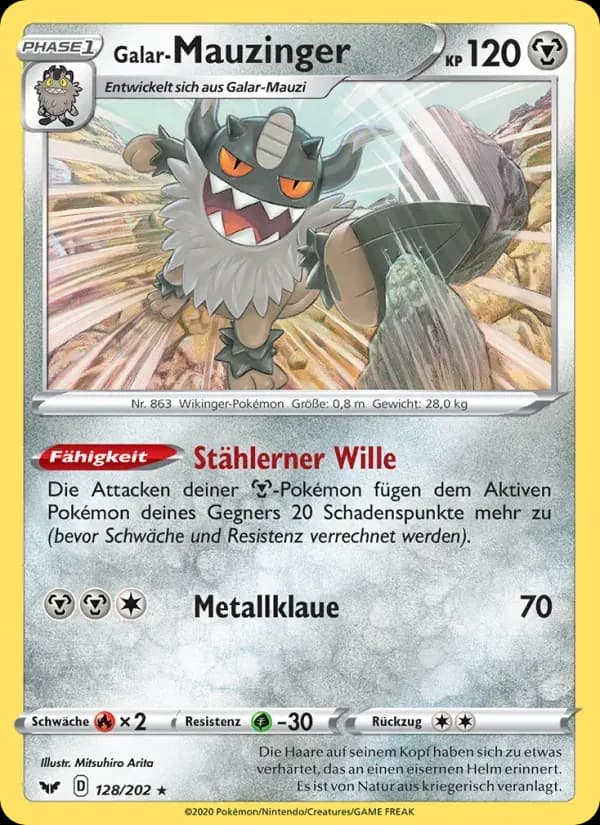 Galar-Mauzinger — Schwert & Schild 128 German Pokémon card