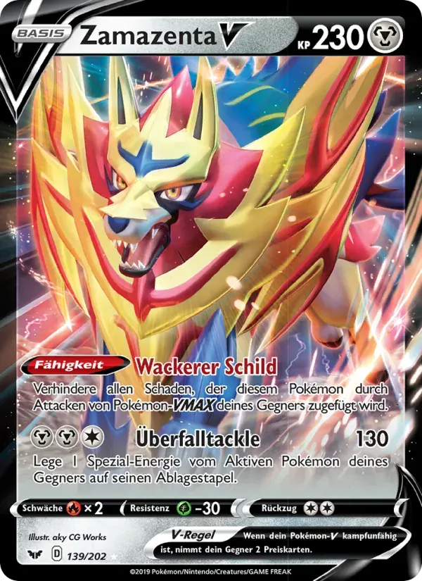 Zamazenta V — Schwert & Schild 139 German Pokémon card