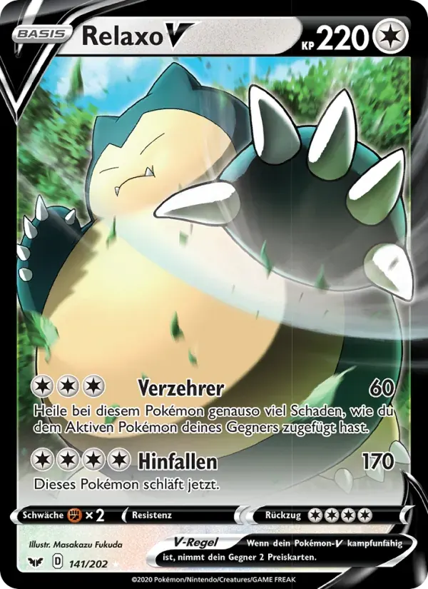 Relaxo V — Schwert & Schild 141 German Pokémon card