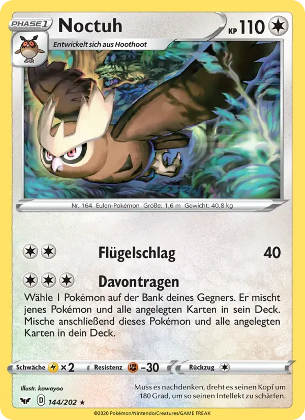 Noctuh — Schwert & Schild 144 German Pokémon card