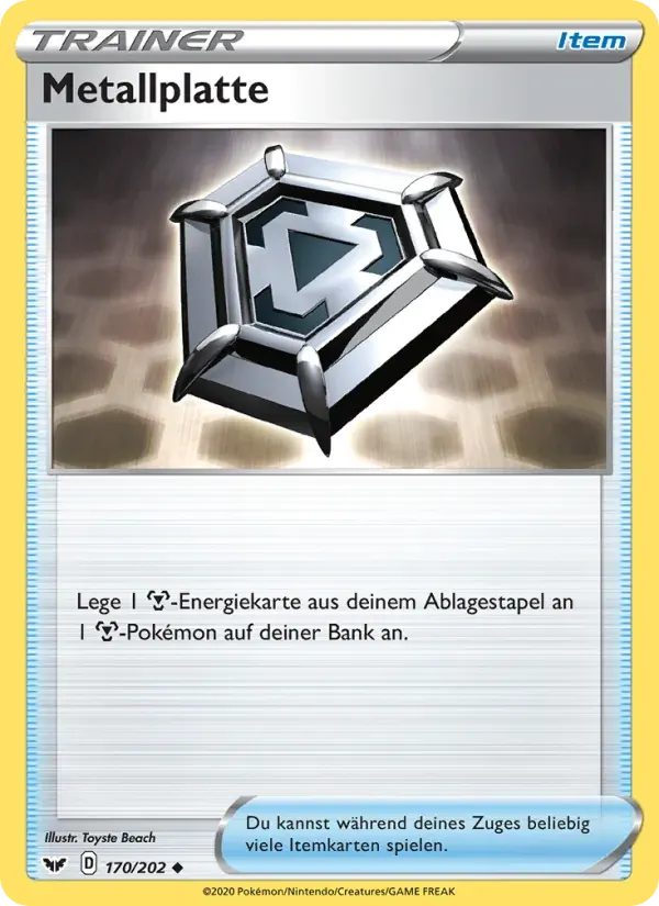 Metallplatte — Schwert & Schild 170 German Pokémon card