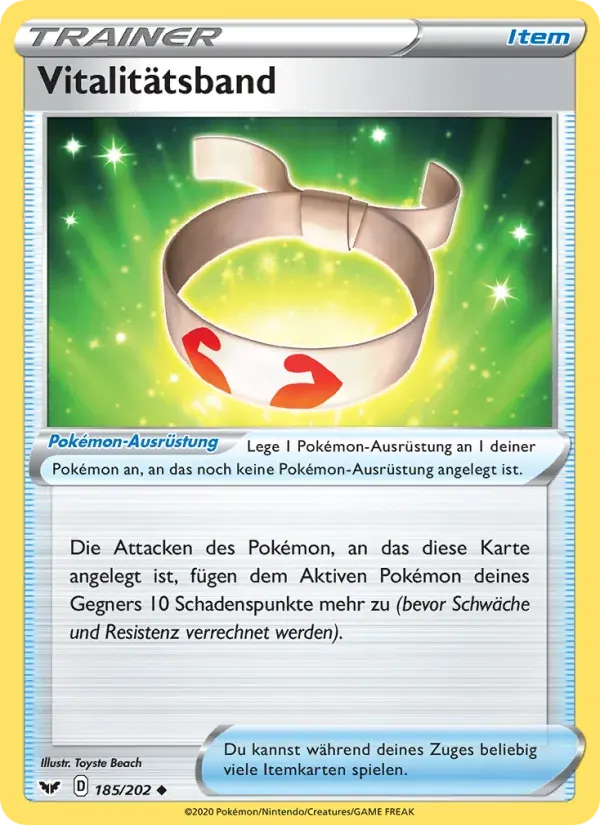 Vitalitätsband — Schwert & Schild 185 German Pokémon card