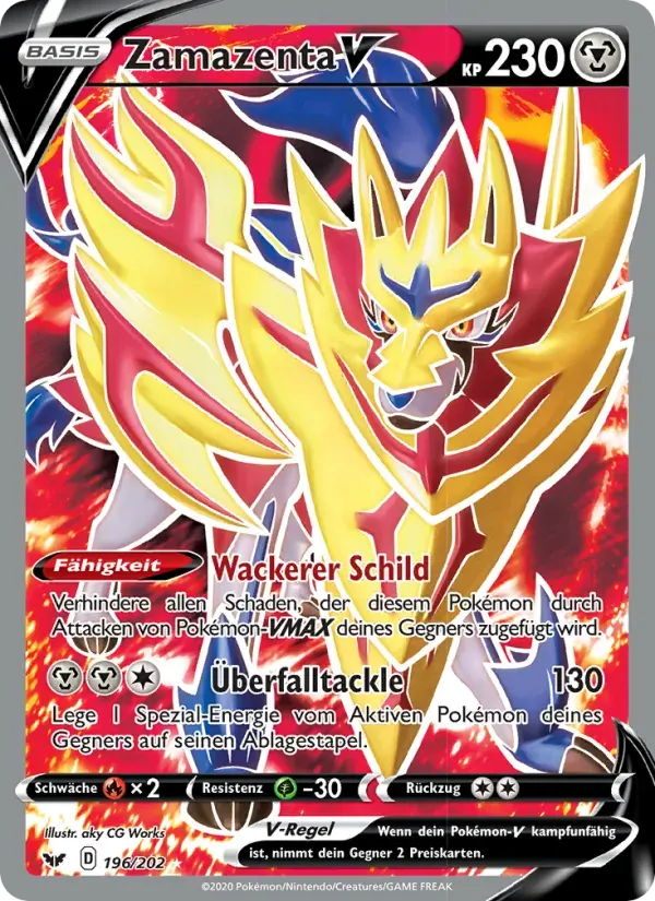 Zamazenta V — Schwert & Schild 196 German Pokémon card