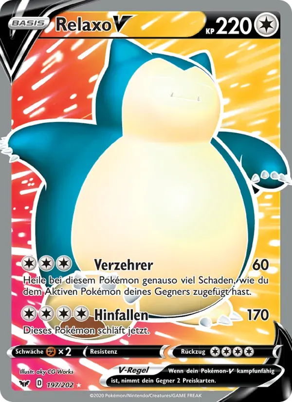 Relaxo V — Schwert & Schild 197 German Pokémon card