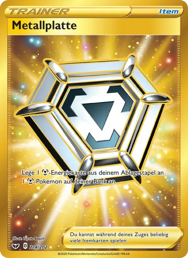 Metallplatte — Schwert & Schild 214 German Pokémon card