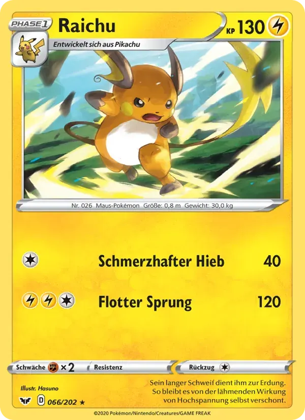 Raichu — Schwert & Schild 66 German Pokémon card