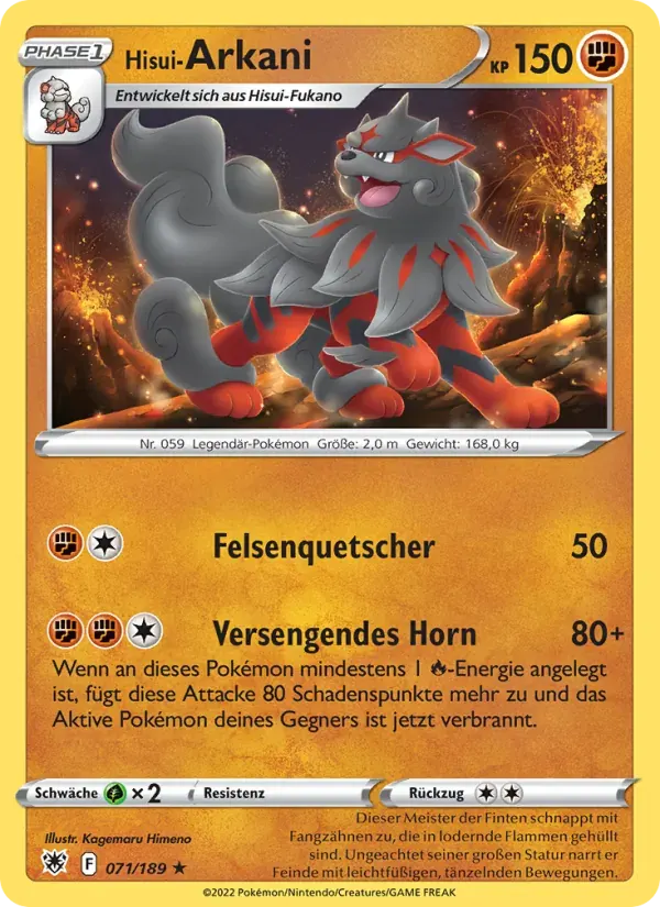 Hisui-Arkani — Astralglanz 71 German Pokémon card