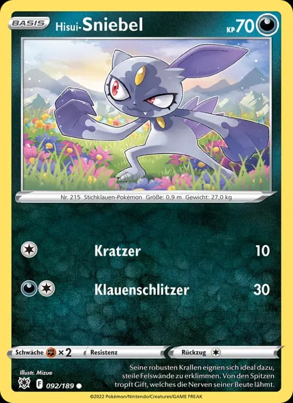 Hisui-Sniebel — Astralglanz 92 German Pokémon card