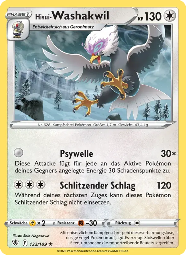 Hisui-Washakwil — Astralglanz 132 German Pokémon card