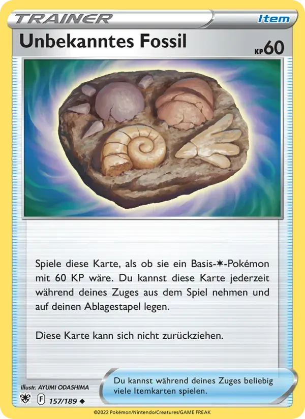 Unbekanntes Fossil — Astralglanz 157 German Pokémon card