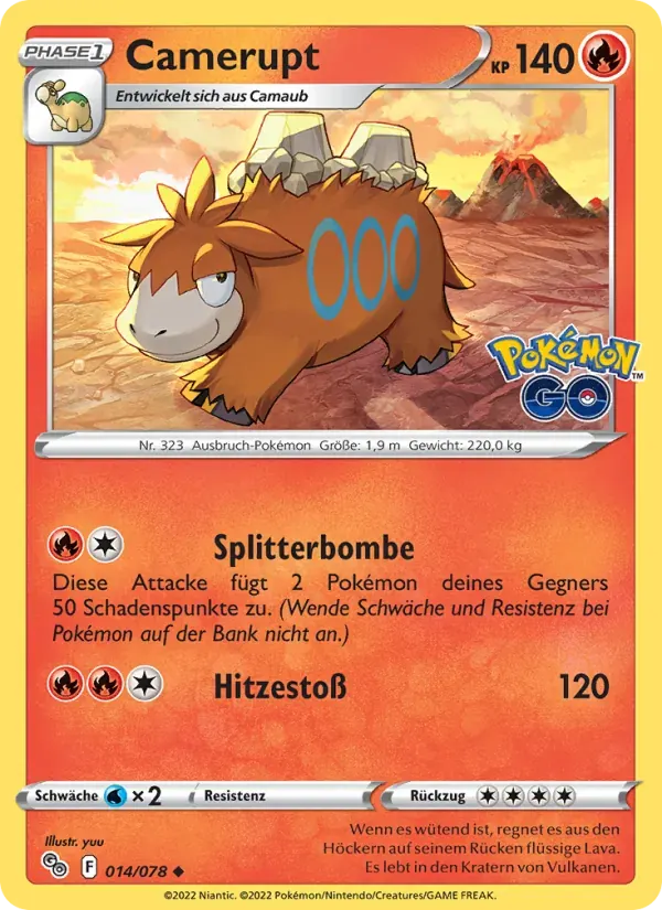 Camerupt — Pokémon GO 14 German Pokémon card